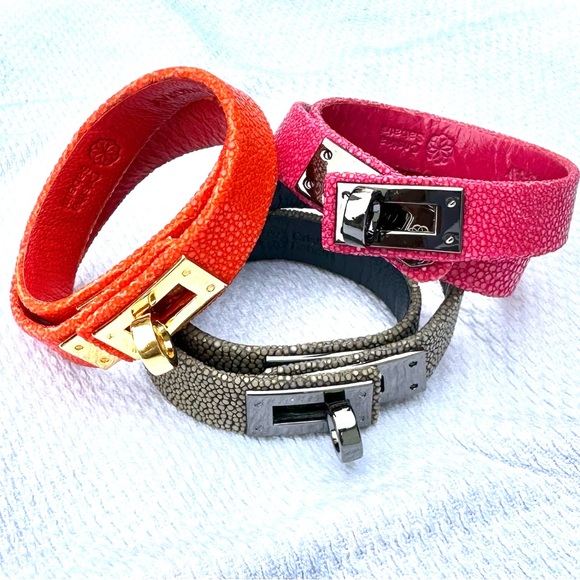 Cristina Sabatini Genuine Stingray Gray Wrap Bracelet EUC - Picture 2 of 10